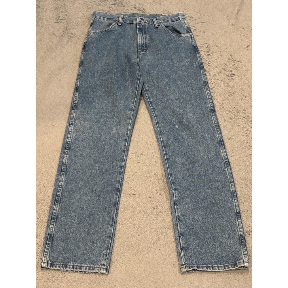 Rustler Mens Regular Fit Straight Leg Jeans Medium Wash Stonewash Denim 32x32